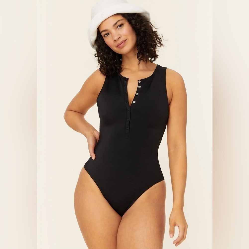 Andie Swim Sz M Malibu One Piece Ribbed Classic Black NWT